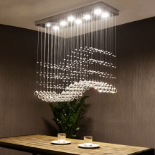 水晶吊灯简约现代创意餐厅灯长方形服装商铺家用隔断吧台吊线灯具