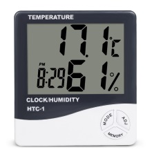 温湿度计 HTC-1室内家用 电子数显大屏幕温湿度计 加时间闹钟